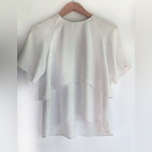 Zara flowy white dress shirt top short sleeve back button closure size XS - Picture 1 of 6